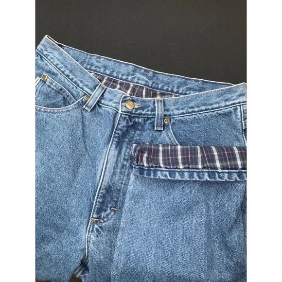 LL Bean Double L Classic Fit Flannel Lined Jeans Mens 32x32 Blue Denim Straight - Picture 11 of 12